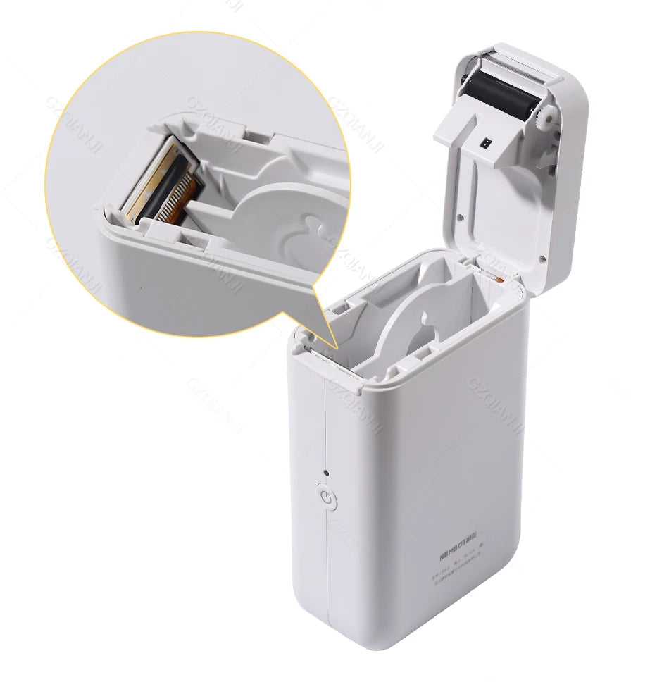 Shoppikala NiiMBOT D101 D11 D110 Plus thermal label printer with mini cable and paper for price tags and product labeling.