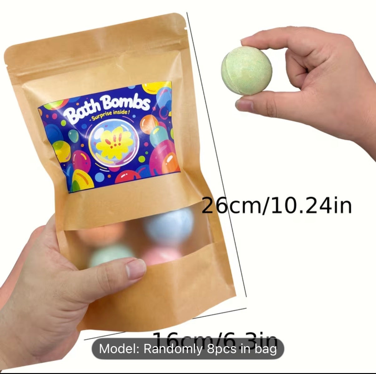 Shoppikala Magic Surprise Bath Bombs in a vibrant, colorful bath bomb with swirling patterns and sparkling effects.