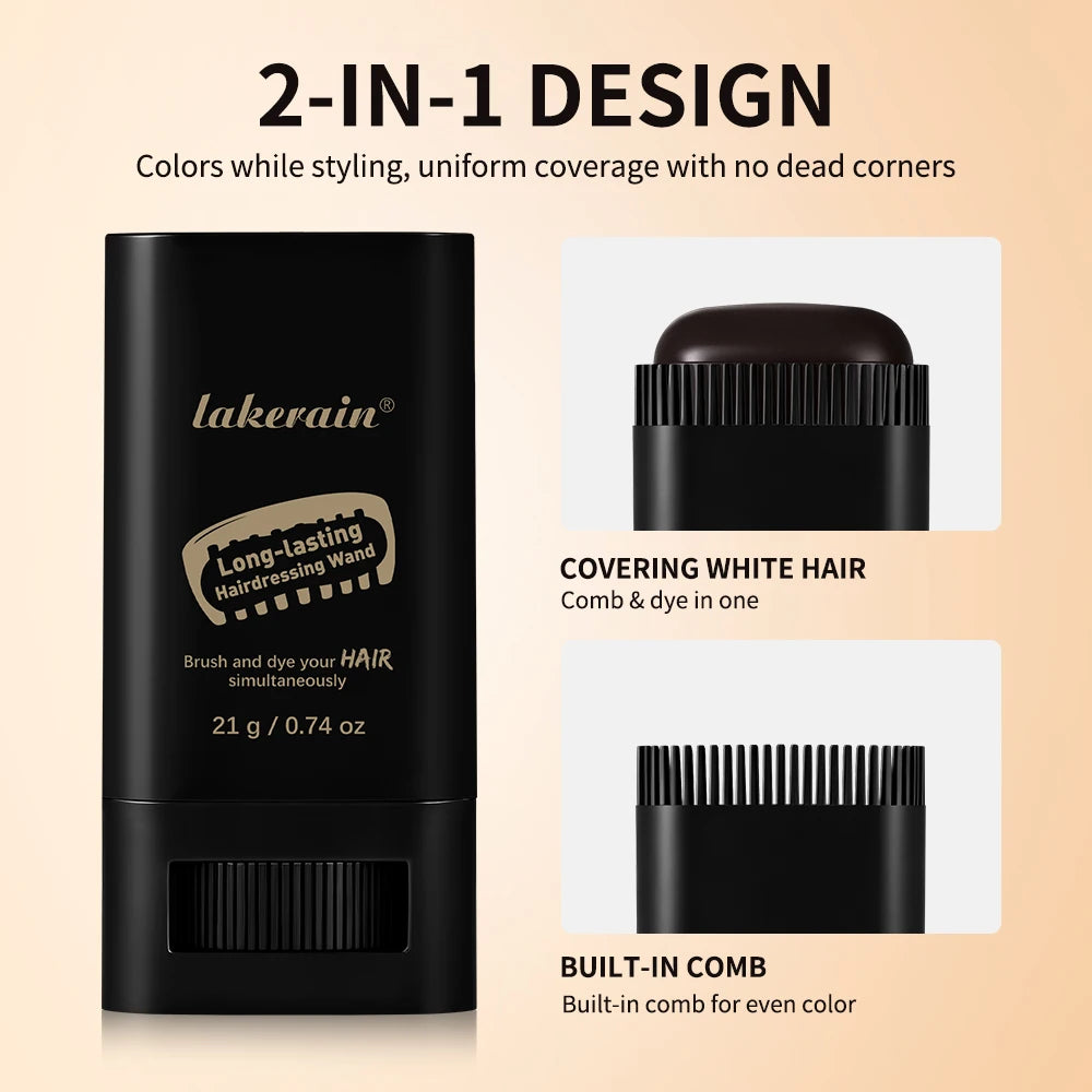 Shoppikala 2-in-1 black brown coffee hair dye stick with comb for temporary hair coloring and covering white hairs.