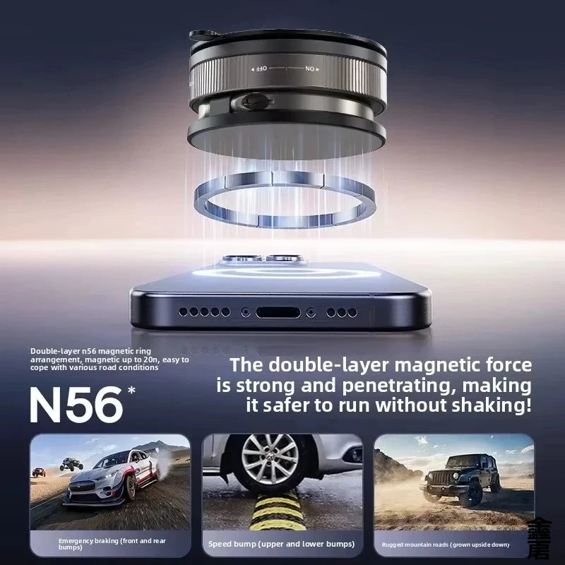Shoppikala vacuum magnetic phone holder stand with 360° swivel, designed for car, gym, or mirror mounting accessories.