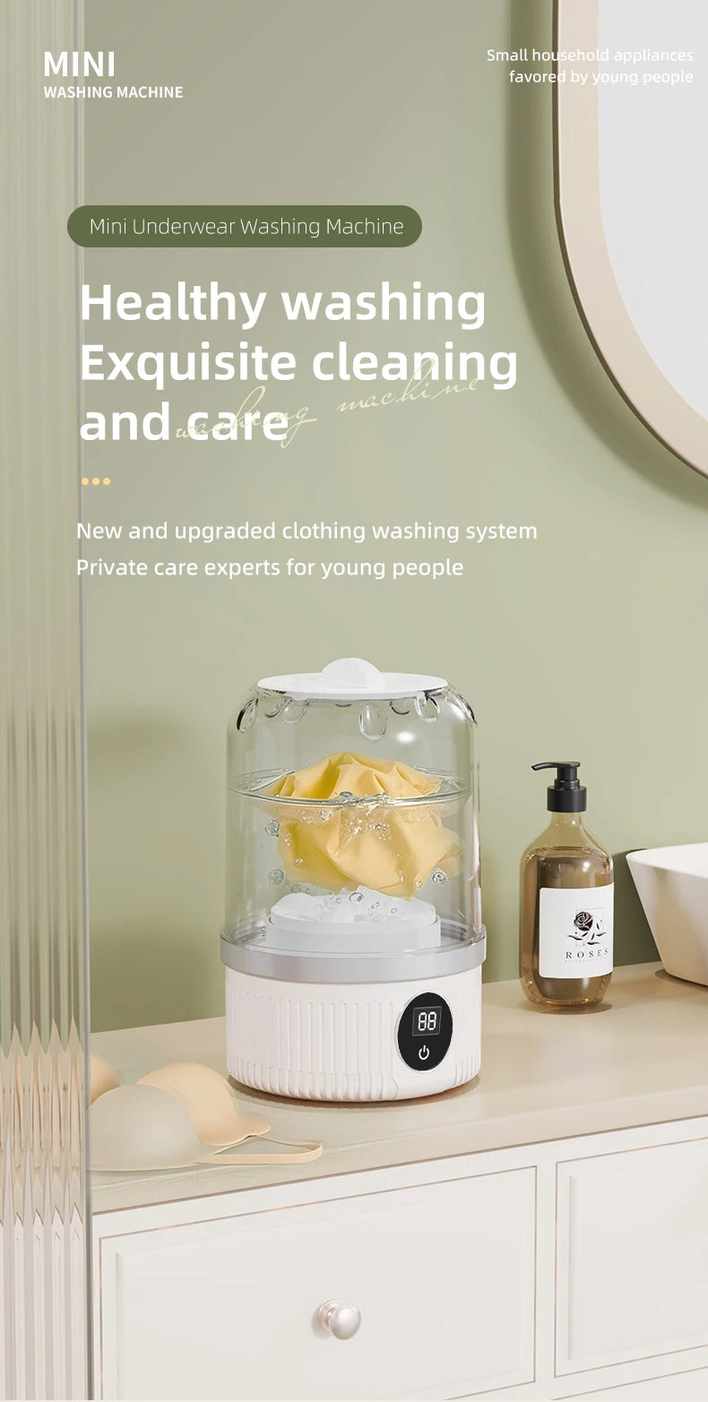 Shoppikala mini household electric washing cup for underwear socks and pet clothes, wireless charging small washing machine.