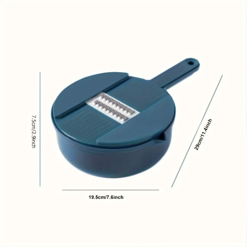 Shoppikala 12-in-1 vegetable chopper and slicer with multiple blades for chopping, shredding, and grating carrots in commercial kitchens.