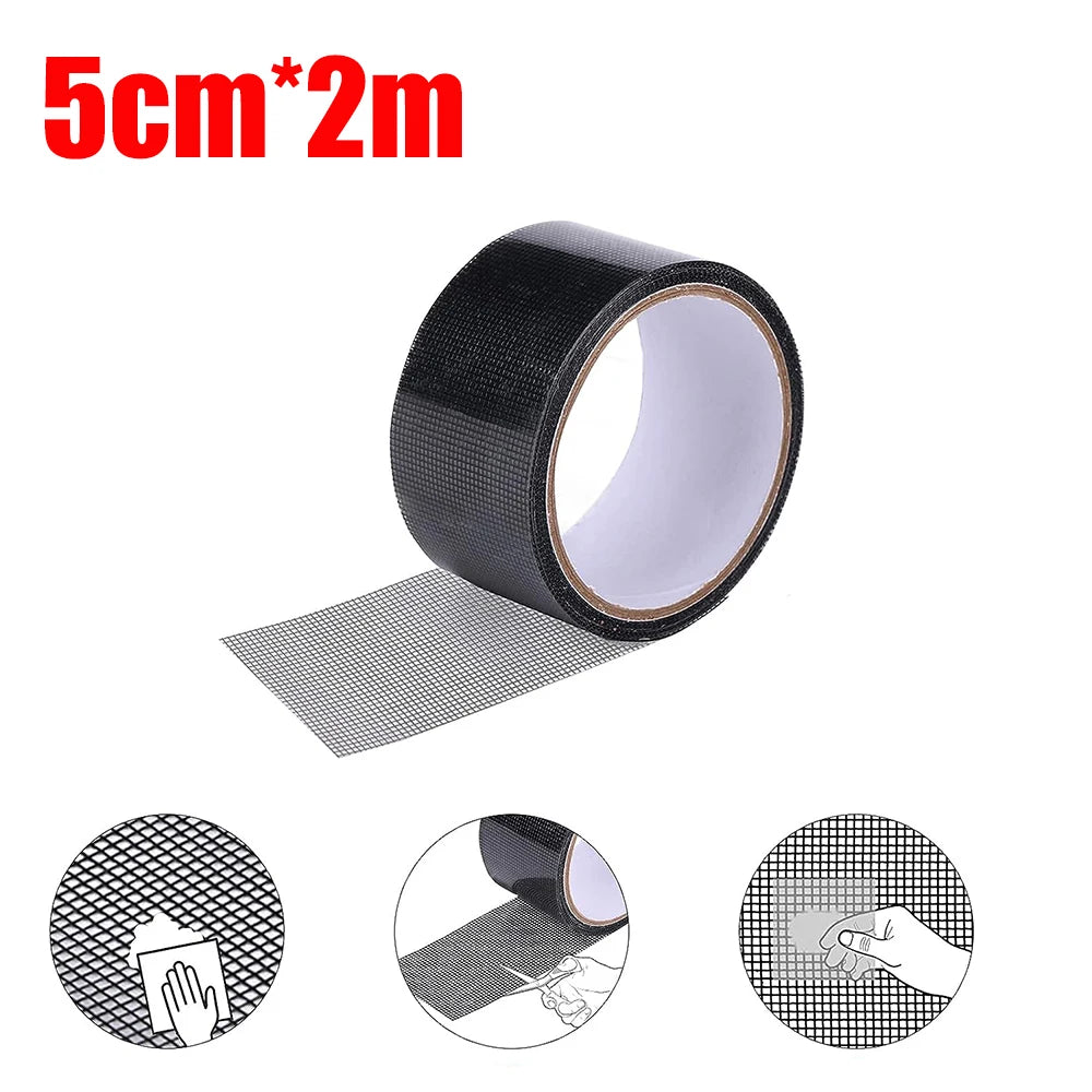 Strong adhesive mesh patch for window screen repair by shoppikala, 2 meters long for fixing tears and holes in screens.