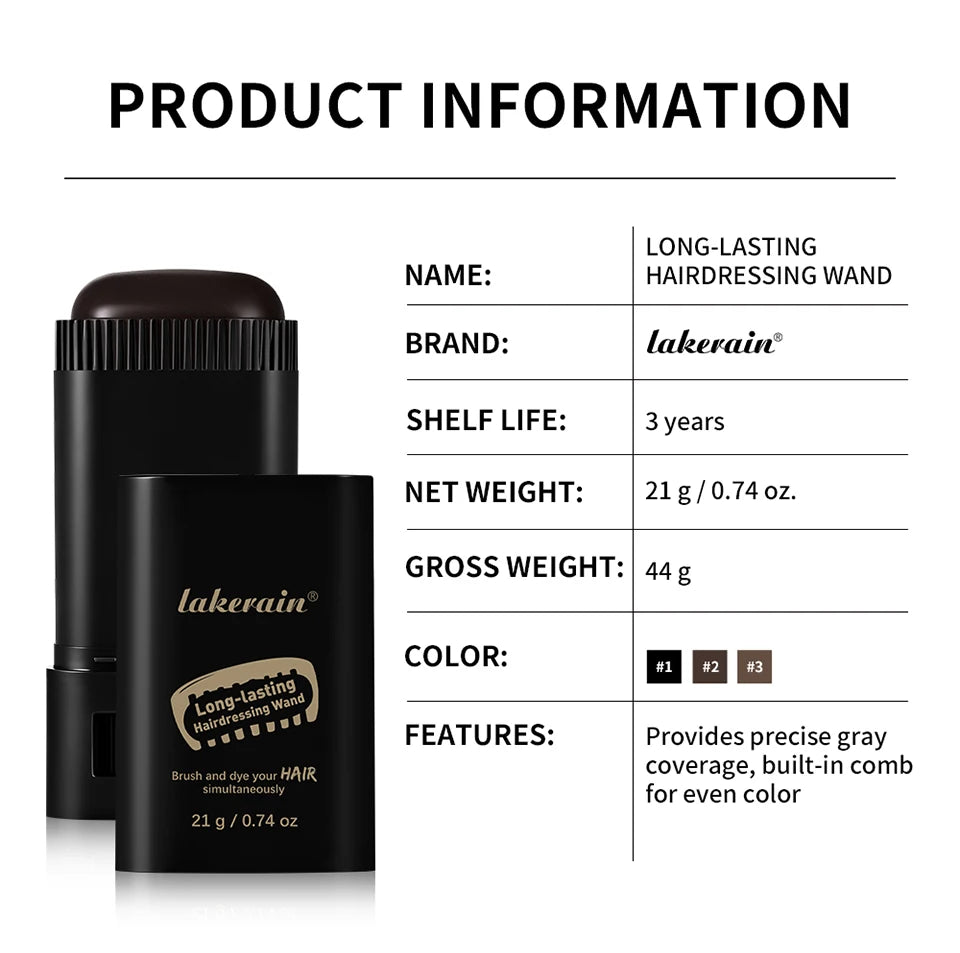 Shoppikala 2-in-1 black brown coffee hair dye stick with comb for temporary, washable hair coloring and covering white hairs.
