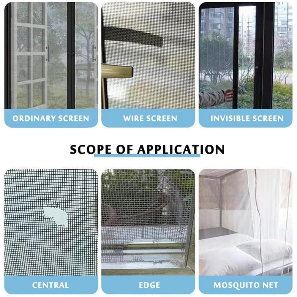 Shoppikala window screen repair tape with strong adhesive mesh patch, 2 meters long for fixing torn or damaged window screens.