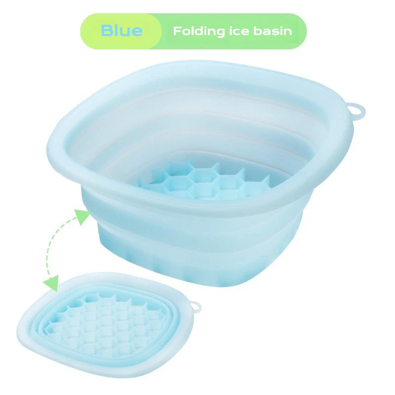 Shoppikala collapsible silicone face ice bath tray for cold therapy, portable facial cryo skin tool for puffiness and skin refreshing.