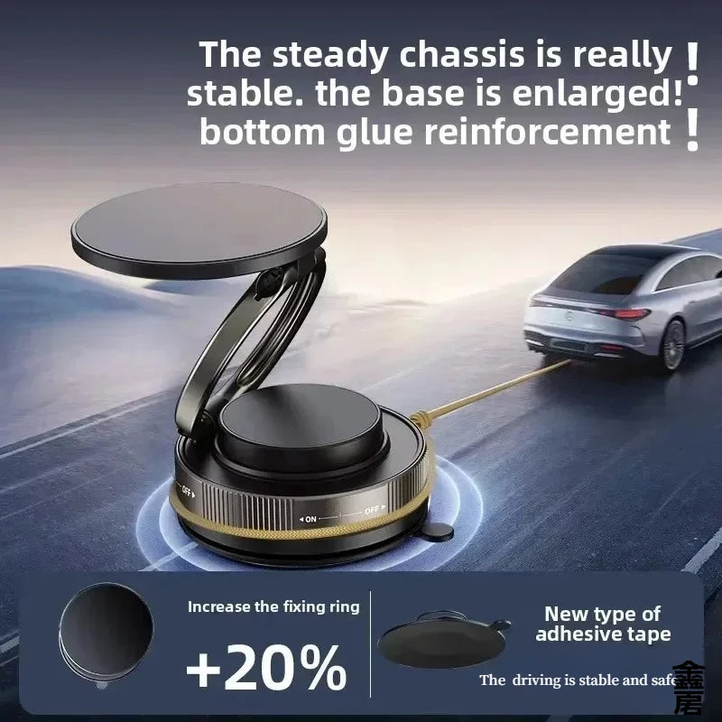 Shoppikala vacuum magnetic phone holder stand with 360° swivel for car, gym, or mirror, featuring a strong magnetic grip and sleek design.