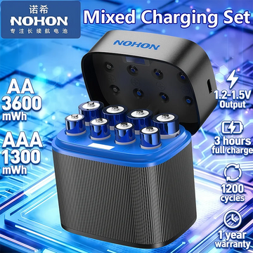 Shoppikala NOHON rechargeable lithium AA and AAA batteries, high capacity 1.5V batteries for mouse and remote control devices.