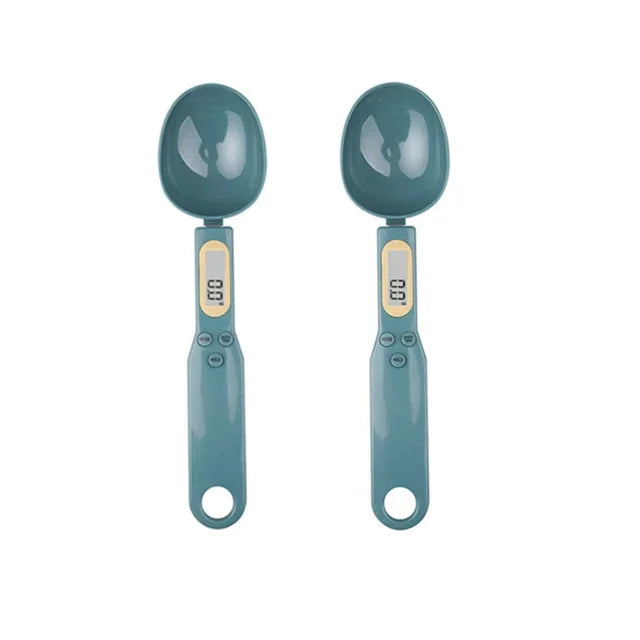 Shoppikala digital measuring spoon with LCD display measuring 0.5g for milk, coffee, sugar, and food weighing in a compact kitchen tool.