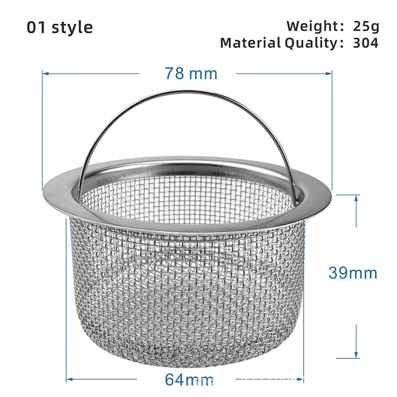 Stainless steel kitchen sink filter with mesh strainer for bathroom floor drain and shower hair waste removal, by shoppikala.