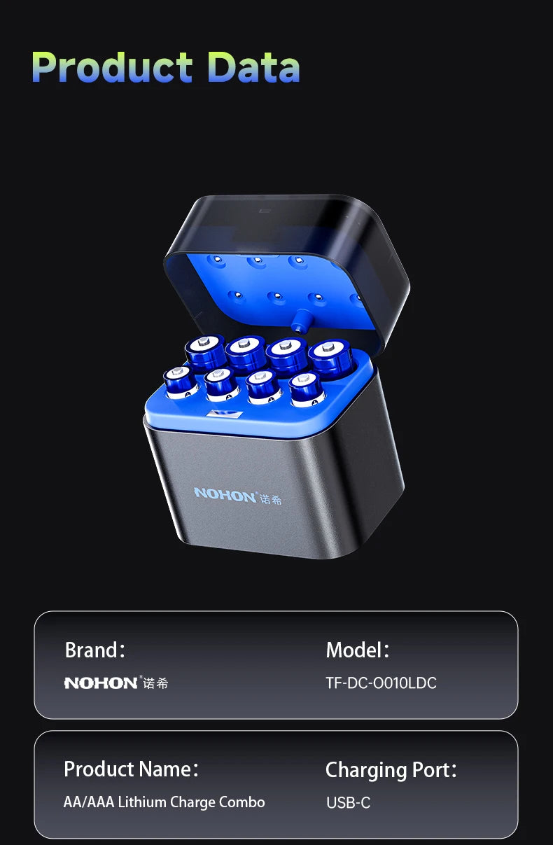 Shoppikala NOHON rechargeable lithium AA and AAA batteries, high capacity 1.5V batteries for mouse and remote control devices.