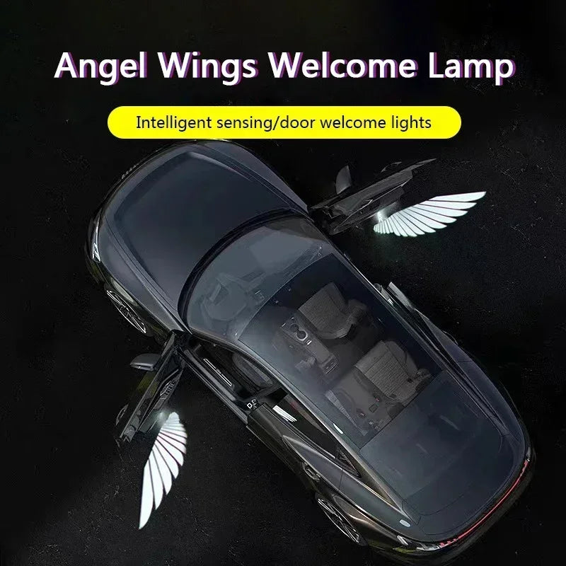 Wireless HD laser car door projector by shoppikala, battery-powered with no wiring, projecting images for easy night entry.