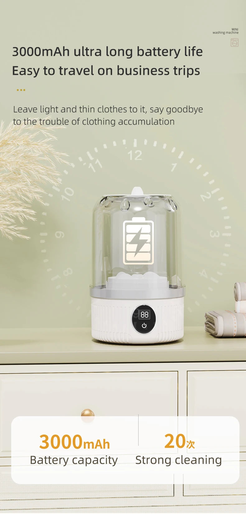 Shoppikala mini wireless electric washing cup for underwear, socks, and small clothes, ideal for household pet laundry.