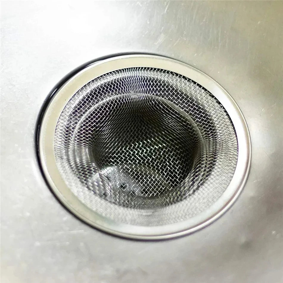 Stainless steel kitchen sink filter and sewer mesh strainer for bathroom floor drain and shower sink hair waste removal.