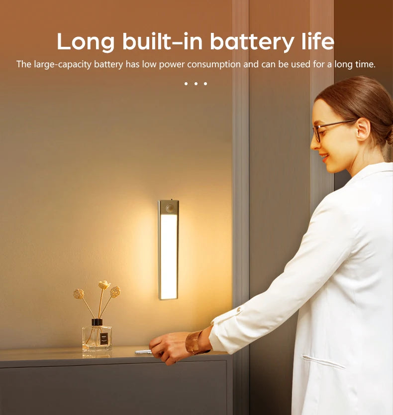 USB rechargeable motion sensor LED cabinet light by shoppikala, showing the compact light with sensor and charging port.
