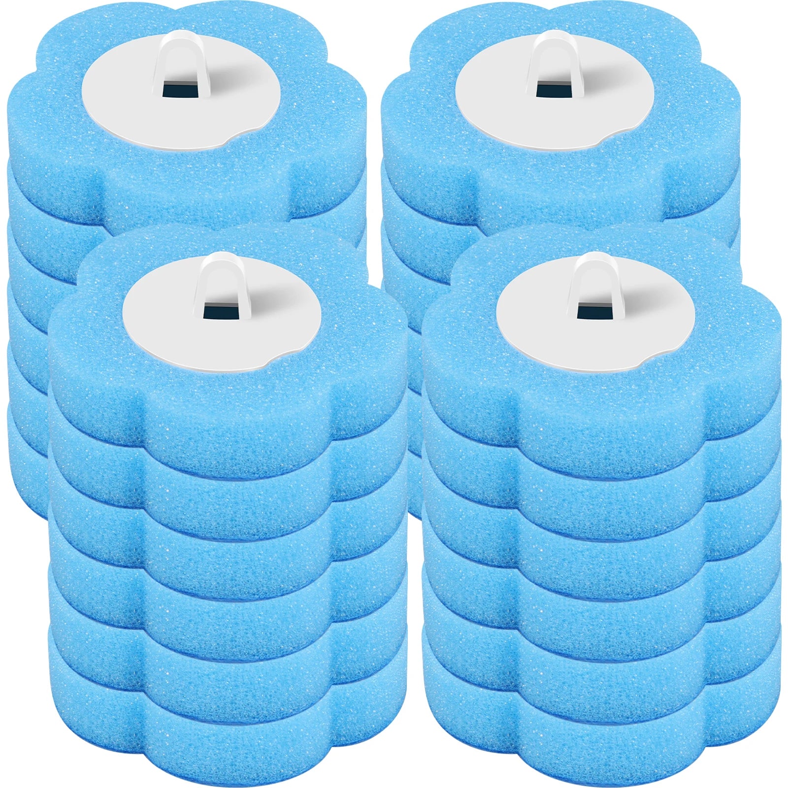 Shoppikala disposable toilet brush with long handle and replaceable heads, shown with cleaning brush and replacement attachments.