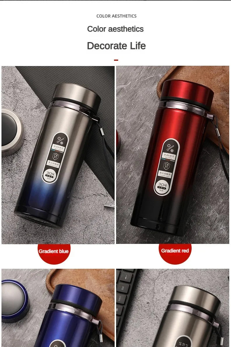 Shoppikala stainless steel thermos bottle with LED temperature display, 500ml-1L capacity, vacuum insulated water and tea bottle