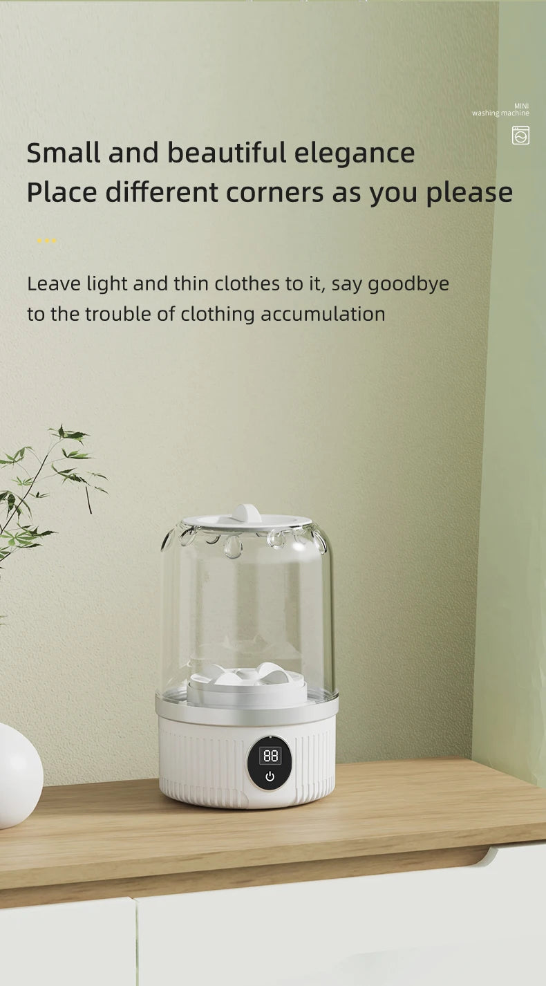 Shoppikala mini household electric washing cup for underwear, socks, and pet clothes, with wireless charging feature.