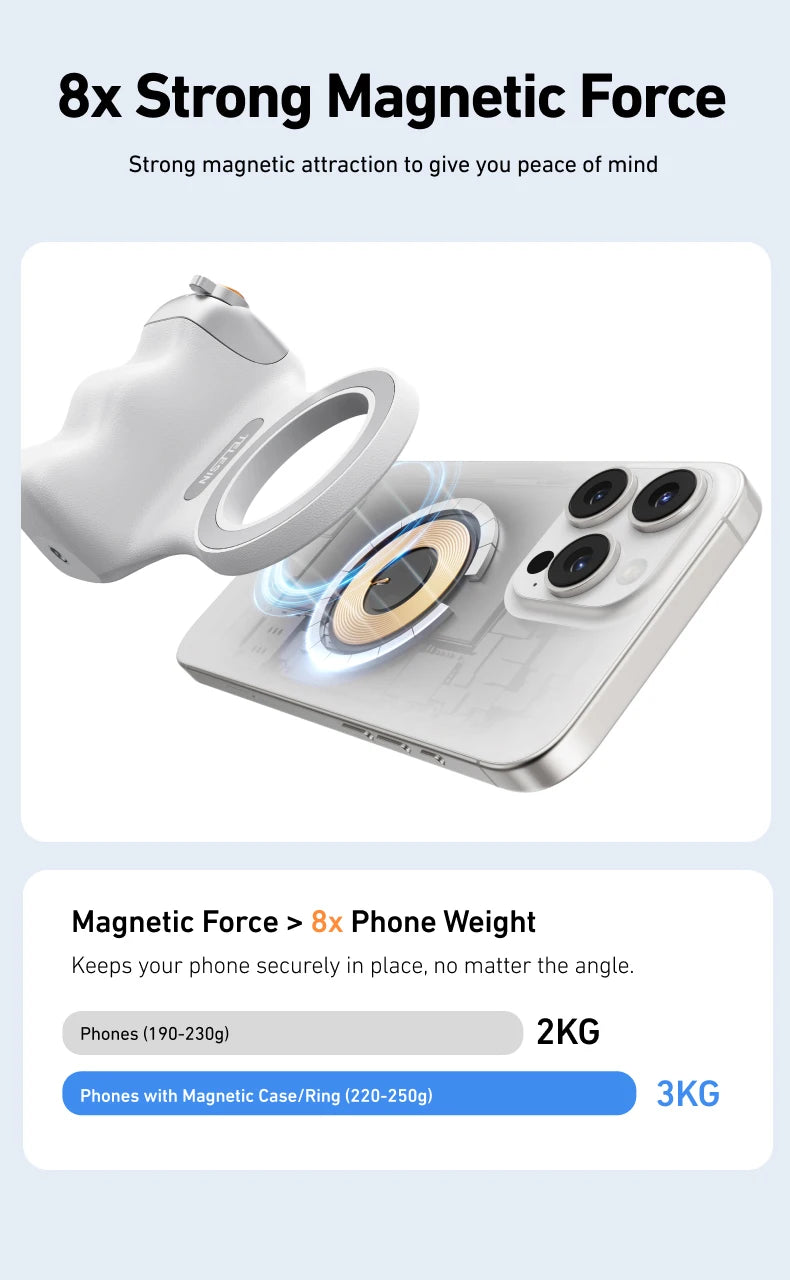 Shoppikala TELESIN phone camera shoot hand grip with magnetic mount and remote control for iPhone and Android smartphones.