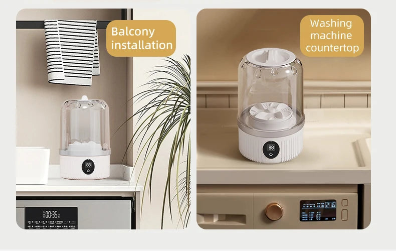Shoppikala mini household electric washing cup for underwear, socks, and pet clothes with wireless charging feature.