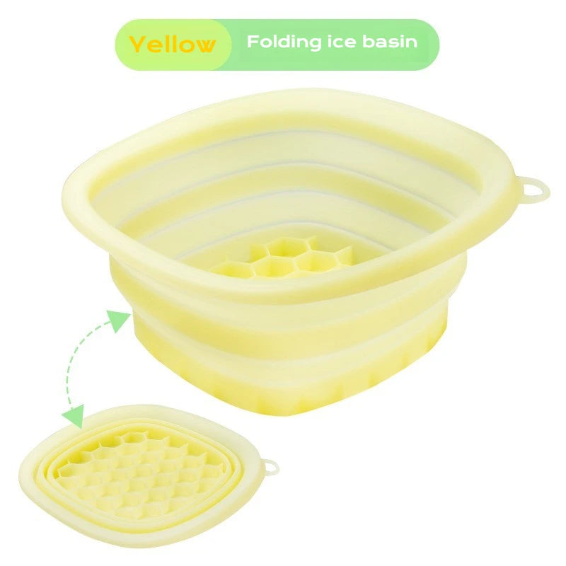 Shoppikala collapsible silicone face ice bath tray for cold therapy, portable cryo skin tool for reducing facial puffiness.