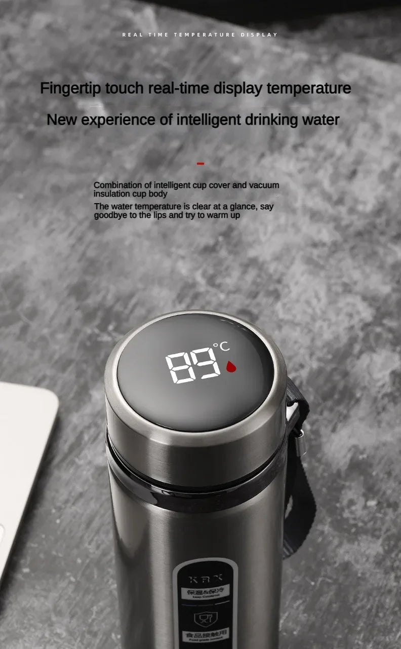Shoppikala 500ML stainless steel thermos bottle with LED temperature display, vacuum Flask for tea and water, portable and durable.