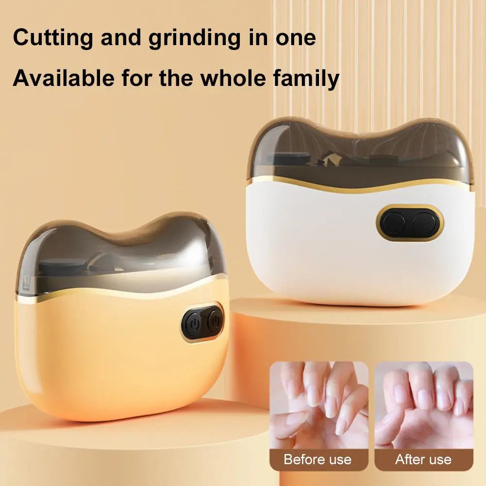 Shoppikala 2-in-1 electric nail tool with USB charging, nail clipper and polisher for adults and kids, rechargeable and portable.