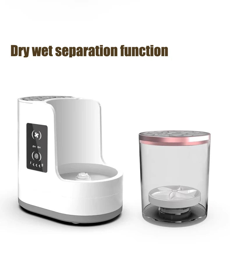 Shoppikala 3-in-1 USB electric makeup brush cleaner machine with rotating brush heads on a white background.