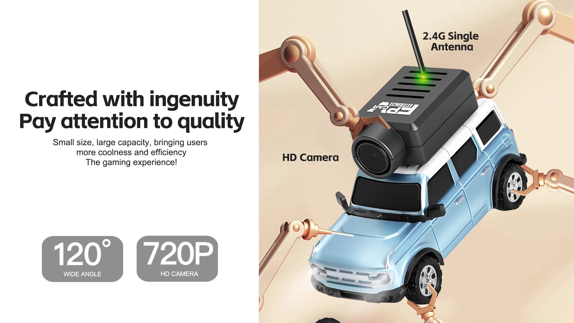Shoppikala WLtoys 1/64 Mini Camera Car with WIFI 720P FPV camera, remote control, and app control for children.