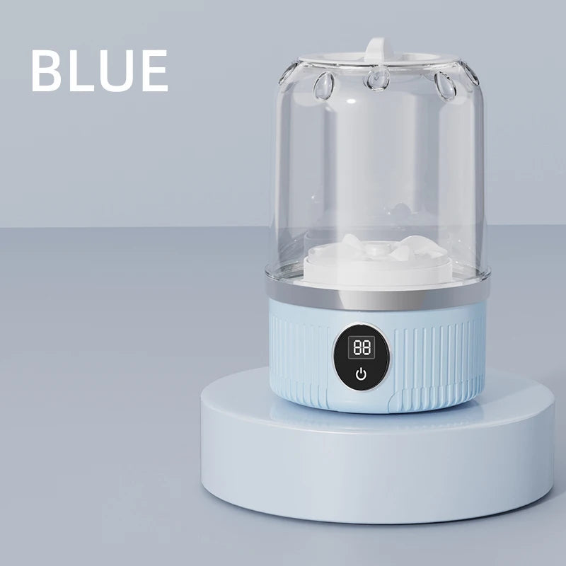 Shoppikala mini household electric washing cup for underwear, socks, and small clothes with wireless charging feature.