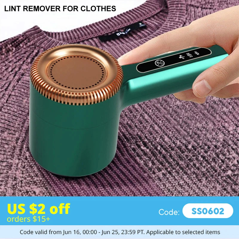 Shoppikala USB rechargeable electric lint remover with fuzzy sweater shaver and hair ball trimmer for clothes and fabric cleaning