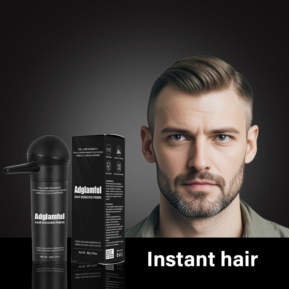 Adglamful Fiber Powder Kit by shoppikala, 30g, temporary hair thickening solution for men and women with thinning hair.