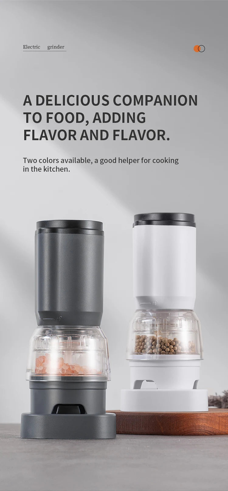 Shoppikala rechargeable electric pepper grinder set with adjustable coarseness and one-handed operation, suitable for salt and pepper.