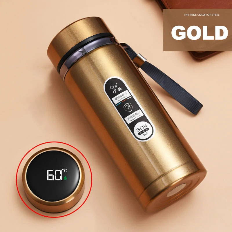 Shoppikala 500ml stainless steel thermos bottle with LED temperature display, vacuum insulation, portable water and tea bottle