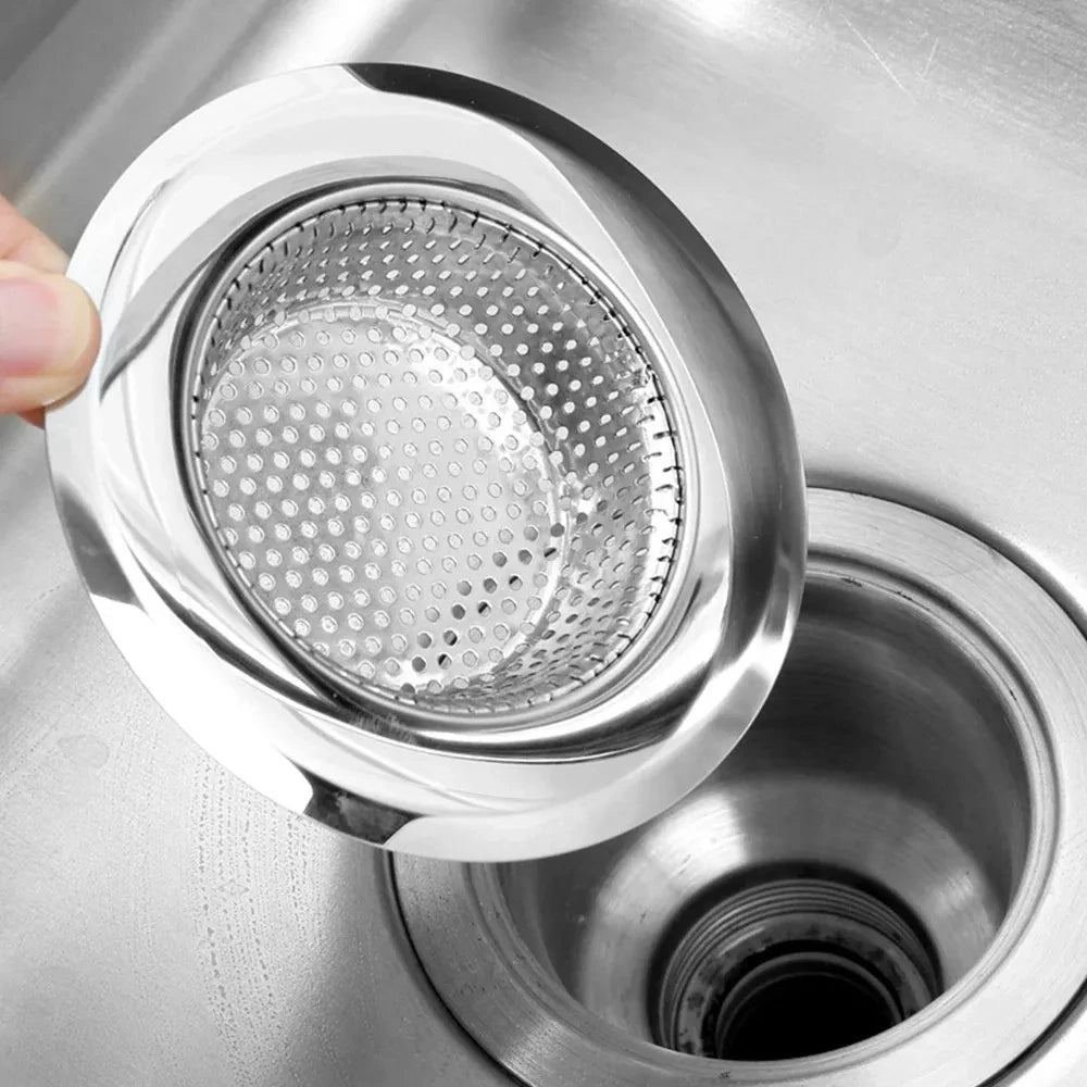 Stainless steel kitchen sink filter and sewer mesh strainer by Shoppikala, designed to catch hair and debris in bathroom and kitchen drains.