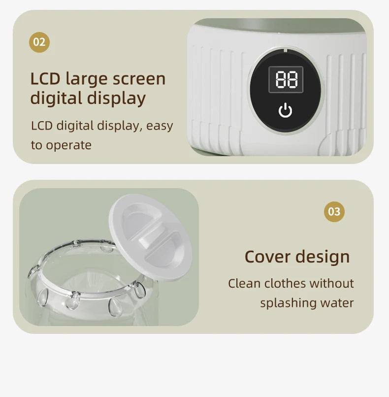 Shoppikala mini electric washing cup for underwear, socks, and pet clothes, compact wireless charging washing machine in white.
