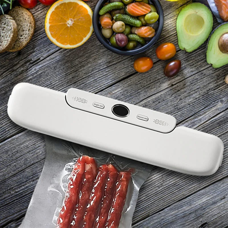 Shoppikala electric food vacuum sealer machine with included sealing bags for airtight food storage.