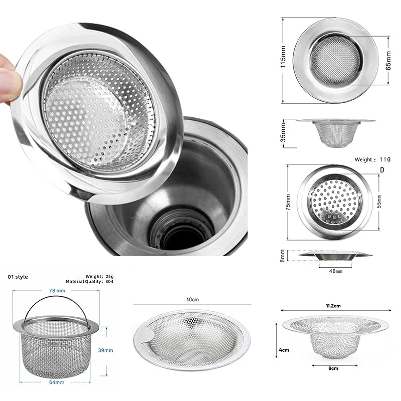 Stainless steel kitchen sink and bathroom floor drain hair and waste filter with mesh strainer by Shoppikala