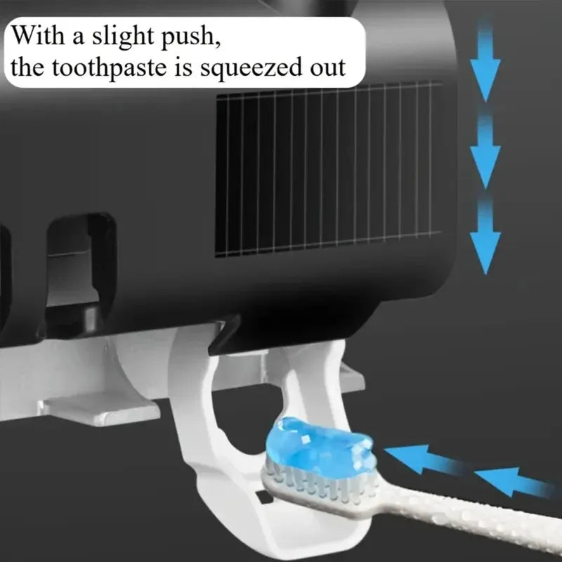 Blue 3-in-1 electric toothbrush holder with toothpaste dispenser and USB charging, wall-mounted design by shoppikala.
