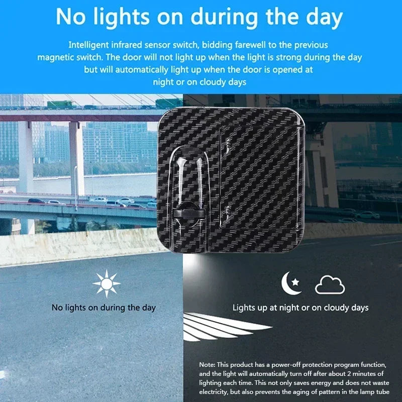 Wireless HD laser car door projector by shoppikala, battery-powered with no wiring, displays clear images for easy night entry.