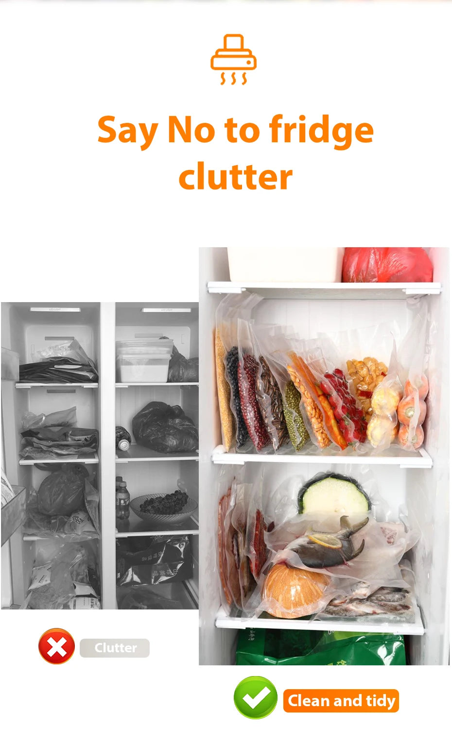 Shoppikala electric food vacuum sealer machine with sealing bags, compact kitchen appliance for preserving freshness.