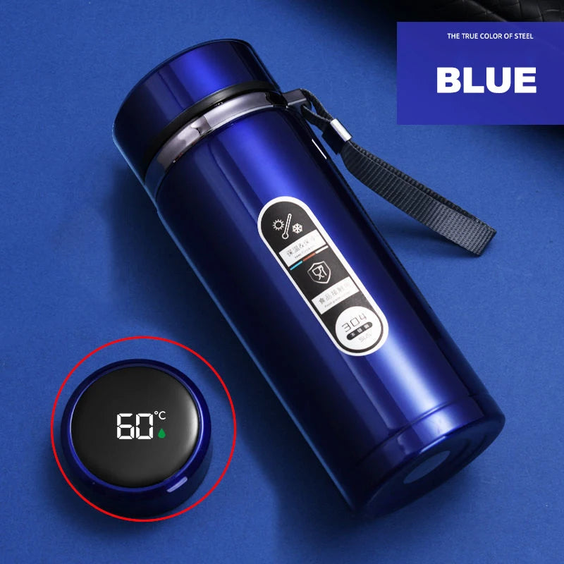 Shoppikala 500ml stainless steel thermos bottle with LED temperature display, vacuum flask for tea and water, portable and durable.
