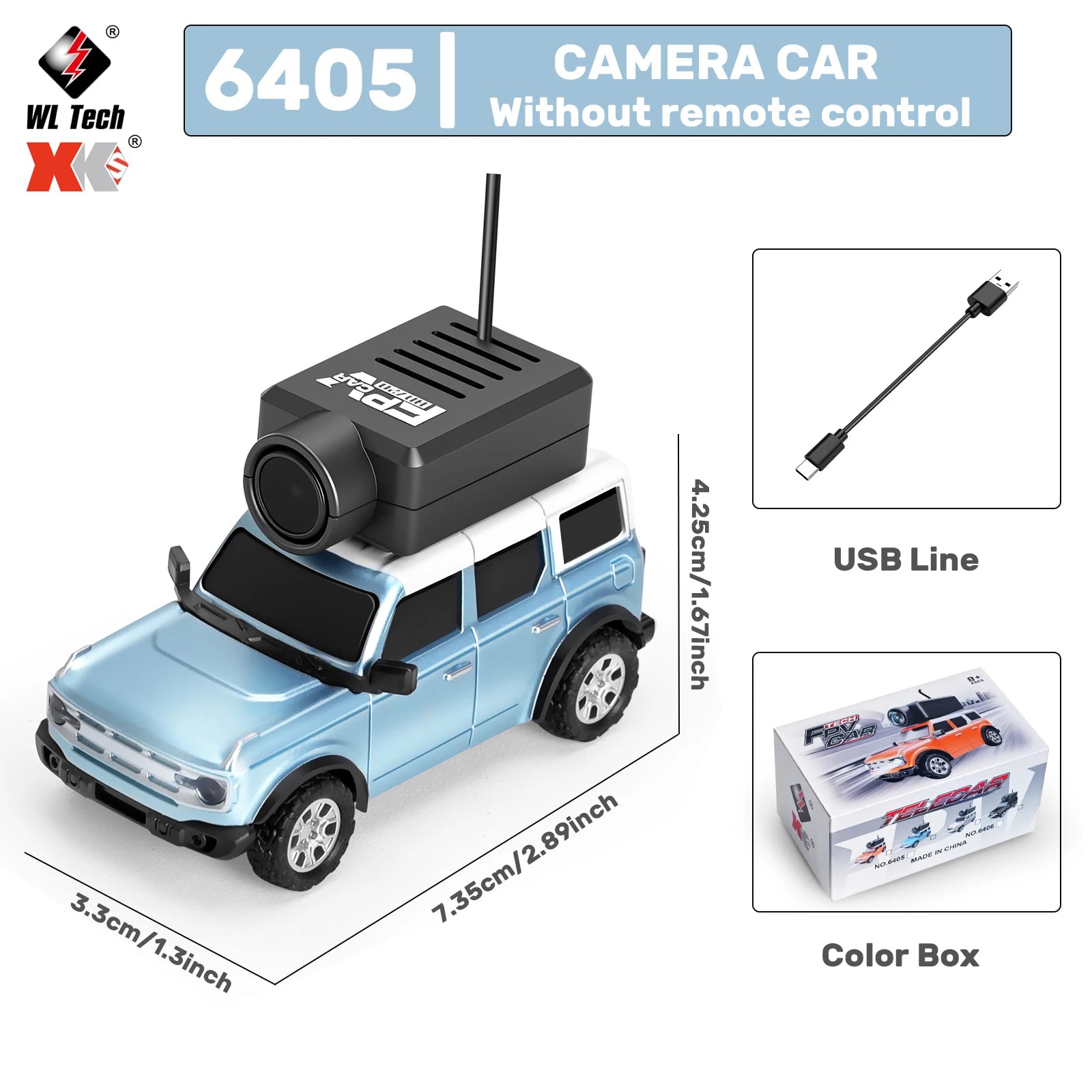 WLtoys 1/64 mini camera car with WIFI 720P FPV camera, remote control, and app control, suitable for children.