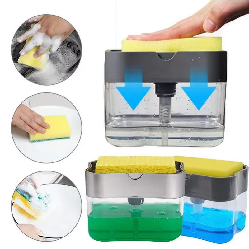 Shoppikala automatic soap dispenser bottle with 380ml capacity, gray plastic pump for liquid dish soap and kitchen sponge dispensing