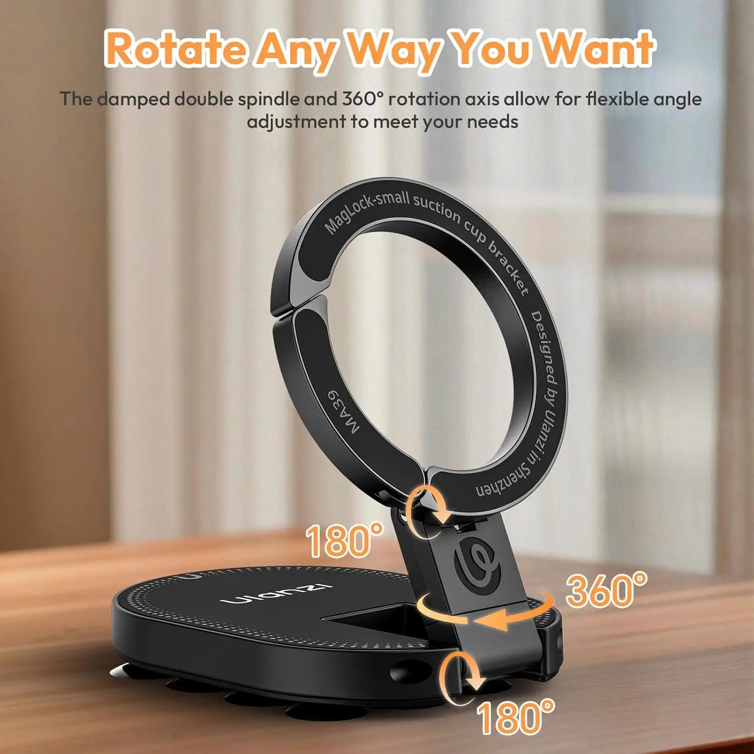 Shoppikala Ulanzi MA39 magnetic smartphone desktop stand with suction cup, iPhone holder, aluminum mini pocket stand for glass windows and laptops