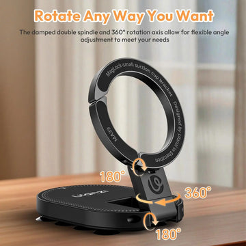 Shoppikala Ulanzi MA39 magnetic smartphone desktop stand with suction cup, iPhone holder, aluminum mini pocket stand for glass windows and laptops