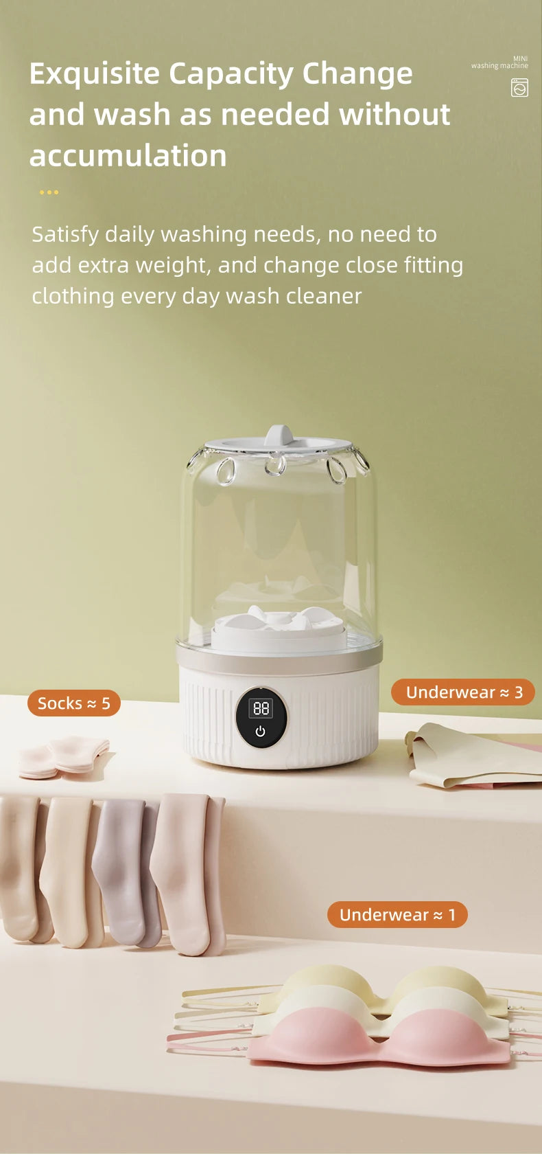 Shoppikala mini household electric washing cup for underwear, socks, and pet clothes, with wireless charging feature.
