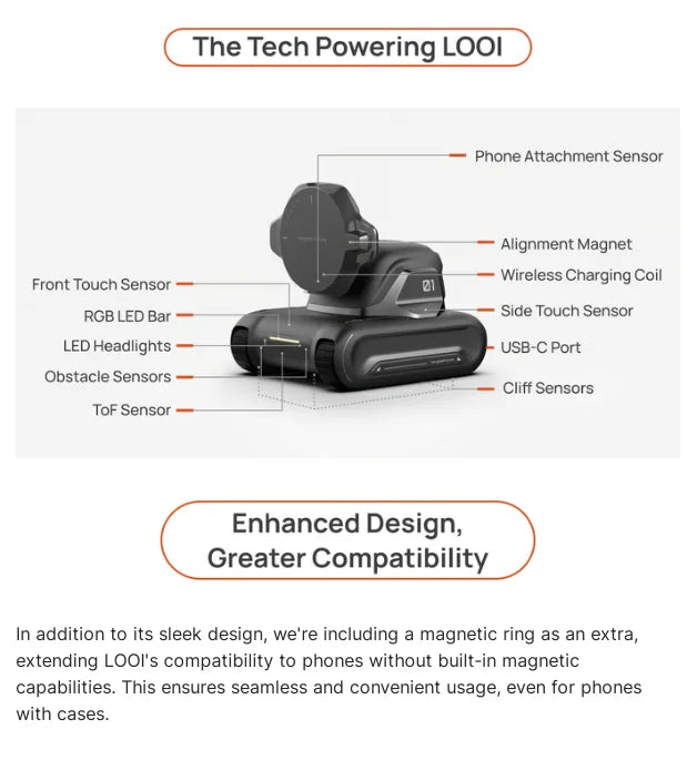 Shoppikala Looi robot smartphone with chatGPT, voice dialogue, visual recognition, and interactive smart toy features.