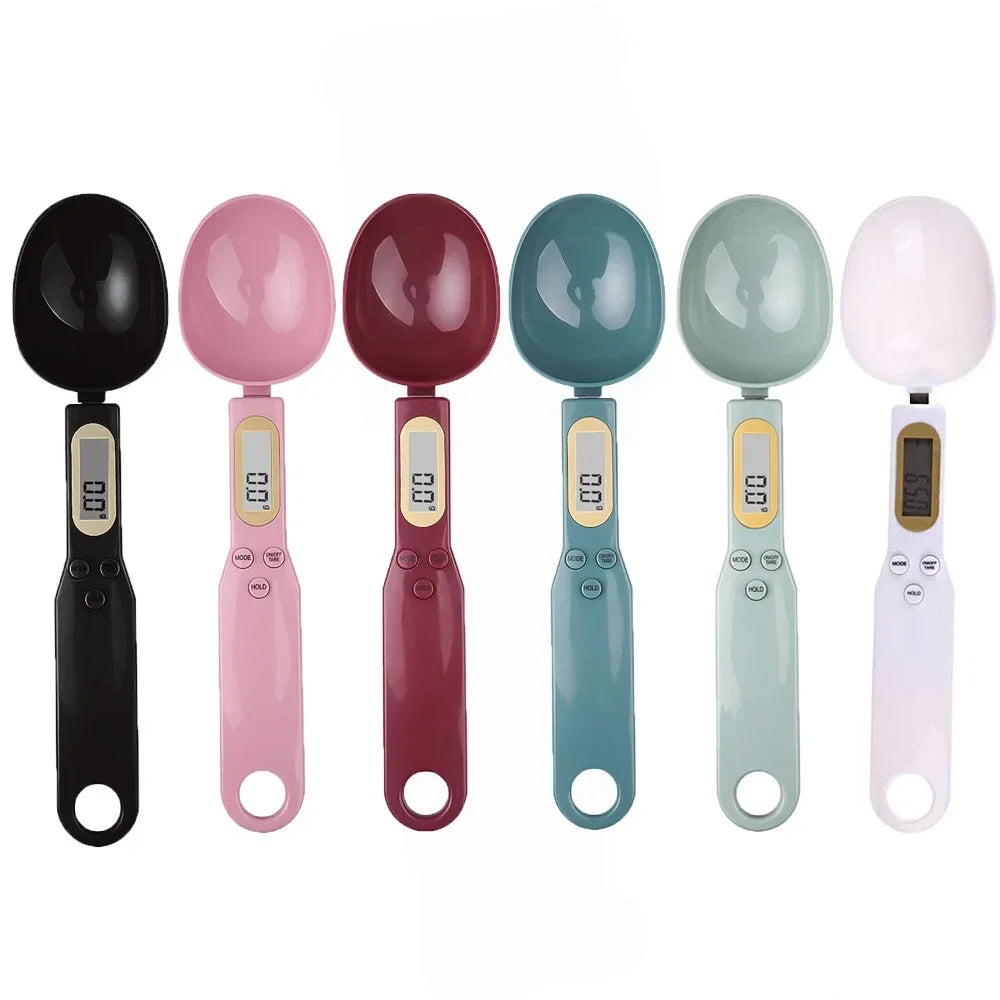 Digital measuring spoon from shoppikala with LCD display, lightweight kitchen scale for milk, coffee, sugar, and food measurement.
