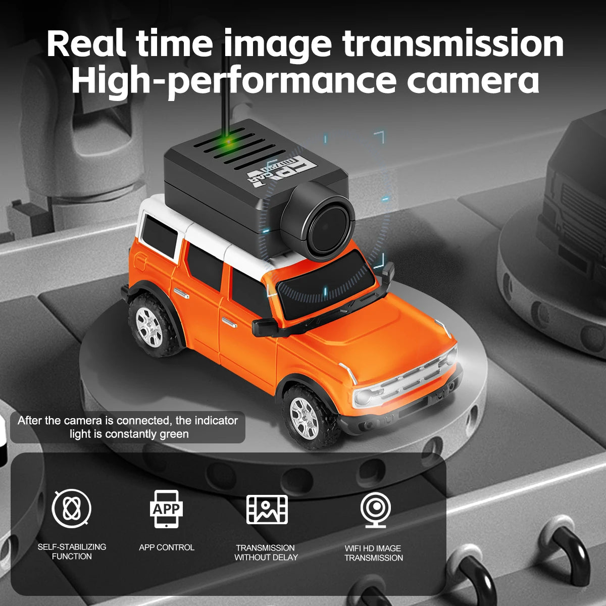 WLtoys 1/64 mini camera car with WIFI 720P FPV camera, remote control, and APP control, designed for children and racing play.